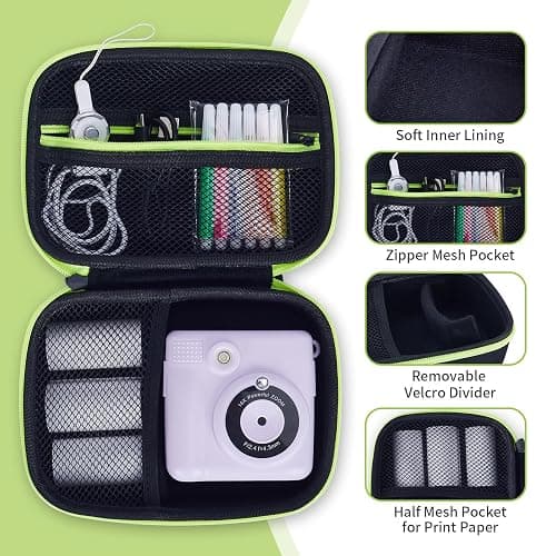 Hikkon Camera Case Compatible for ESOXOFFORE/Upgrade/Dylanto/Yehtta/HiMont/CAMCLID Kids Instant Print Camera Toy,Portable Digital Camera Storage Holder Organizer Bag (Case Only) - Black thumbnail 5