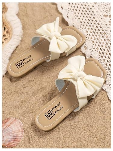 GORGLITTER Girl's Bow Sandals Round Open Toe Slip on Beach Summer Shoes | Cute Shoes for Teens, Kids Sandals 2026, Comfortable Slide Dress Sandals, Vacation Outfits thumbnail 3