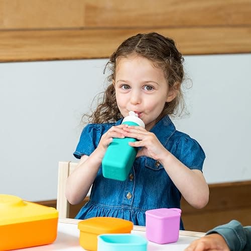 Omie OmieBox Reusable Silicone Water Bottle - 8.7 oz, Straw Top, BPA-Free & Phthalate-Free, Leak-Proof (Teal) (OmieBox Sold Separately) thumbnail 2