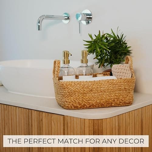 Beautiful Storage Basket Set of 4 - Natural Jute Rope Baskets for Shelves Are Perfect for Organizing Your Home - Quality Storage Bins Easily Fit With Any Nursery or Bedroom Decor thumbnail 4