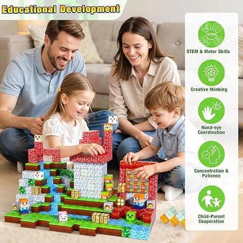 COOLJOYA Construction Magnetique Enfant Cube Magnétique, Jeu Aimant Magnetic avec Jeux Aimants Magnetique, Jouet Éducatif Montessori pour Enfants 3 4 5 6 7 8 9 10 Ans Cadeau Créatif thumbnail 5