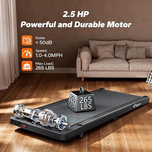 MERACH Walking Pad, Under Desk Treadmill, Portable Mini Treadmills for Home, Seamless One-Piece Molding Design, 265LBS Walkpad with Remote Control, APP, LED Display thumbnail 4