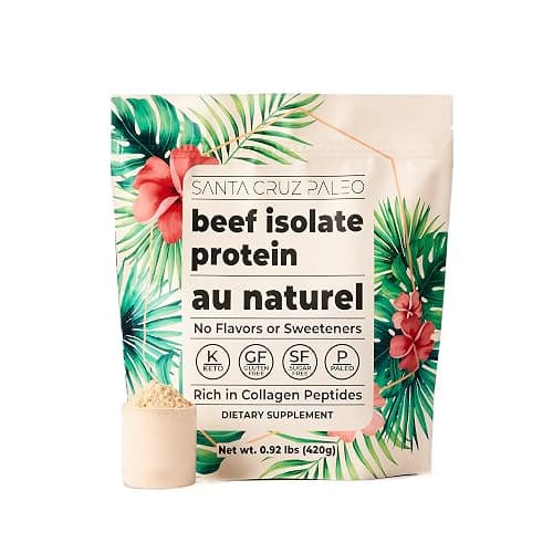 Santa Cruz Paleo, Beef Isolate Protein Powder, Au Naturel, Rich in Collagen Peptides for Protein Shakes or Smoothies, Gluten Free, Keto, Paleo, Unflavored, Unsweetened,1.1lbs (20g Protein Per Serving) - Image 1