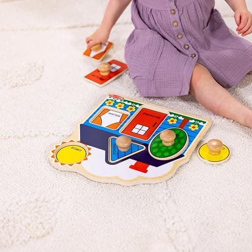 Melissa & Doug First Shapes Jumbo Knob Puzzle, Wooden Peg Puzzle for Toddlers, Educational Toy for Shape Recognition and Fine Motor Skills, Ages 1+ thumbnail 7
