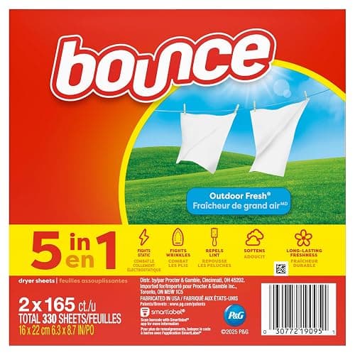Bounce Dryer Sheets, 330 count, Outdoor Fresh Scent, Fabric Softener Sheets, Reduces Static, Softens and Fights Wrinkles thumbnail 9