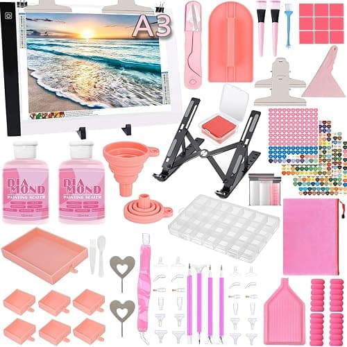 XEUZK All-Inclusive Diamond Art Accessories Kit with A3 DiamondPainting Light Pad Kit, Light Board for Painting Accessories, Bead Organizers & 5D Painting Tools Set for Full Drill & Partial Drill Art - Image 1