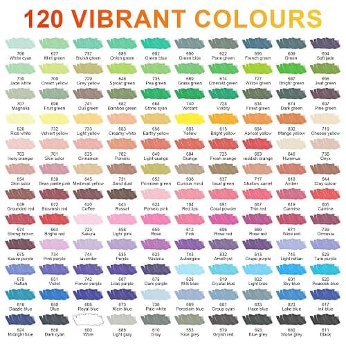 Laconile 120 Couleurs Feutre Acrylique, Stylos Acryliques à Pointe Pinceau pour le Coloriage Adulte ，Acrylic Paint Markers pour Coloriage, Calligraphie, Bois, Toile, Verre, Céramique thumbnail 2