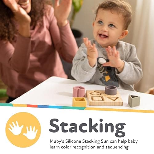 Nuby Soft Shape Silicone Puzzle Toy with Bamboo Base - Baby Toy for Hand-Eye Coordination - 5-Piece Puzzle for Toddlers - 12+ Months thumbnail 3