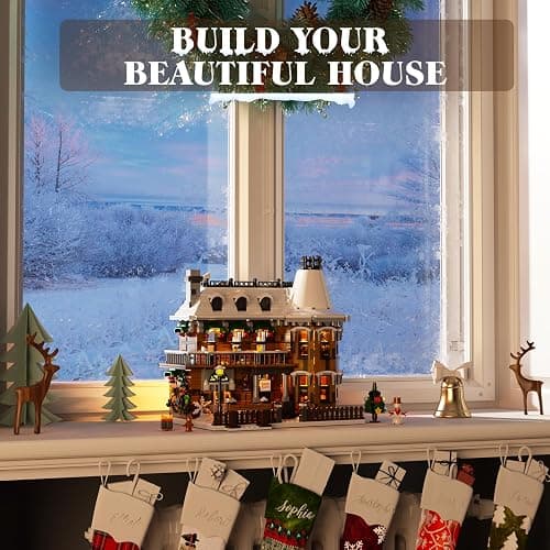 It's A Wonderful Life House Building Set with LED Light, Christmas Holiday Snow House Building Blocks Toy, Compatible with Lego Chritmas Village, Gifts for Friends、Family, Ages 18+ (1549PCS) thumbnail 7