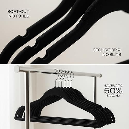 Utopia Home Pack of 50 Premium Non Slip Velvet Hangers 360 Degree rotatable Hook Durable & Slim Coat - Pant Hangers - Black thumbnail 6