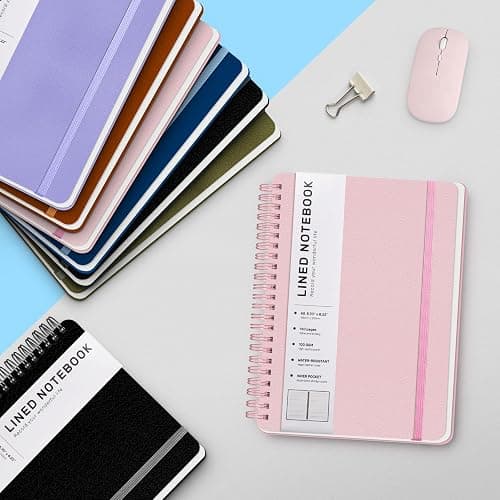 Lined Spiral Journal Notebook, A5 Hardcover Leather Notebook for Work, 5.7''×8.2'', 100GSM Thick Paper Spiral Bound Journaling Notebooks for Women & Men Office School Note Taking Business, Pink thumbnail 6
