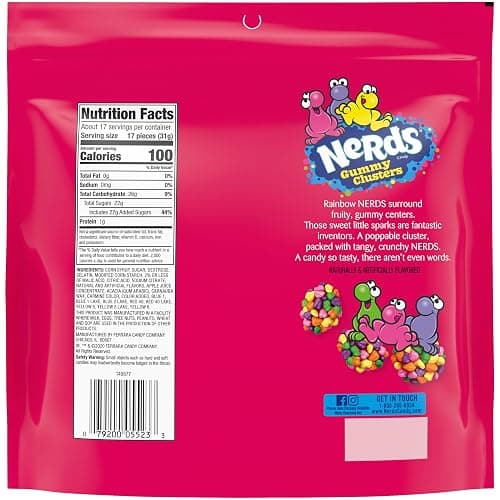 NERDS Gummy Clusters, Candy, Rainbow, Crunchy and Gummy, 18.5 oz thumbnail 9