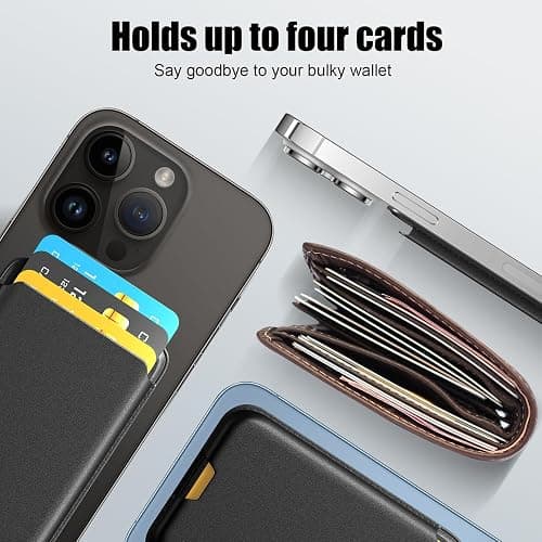 ZoyiNsgu Phone Card Holder, Premium Leather Wallet Stick on, Adhesive Credit Card Holder for Case, Sticky Wallet for Back of Cover, Android Cell Phone, iPhone, Fit 4 Cards, Snow White thumbnail 4