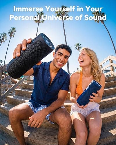 BassBloom Roar 3 Portable Bluetooth Speaker,20W Powerful Sound with Deep Bass,IPX6 Waterproof,24H Playtime,Bluetooth 5.4,RGB Lights,Wireless TWS Pairing (White) thumbnail 5