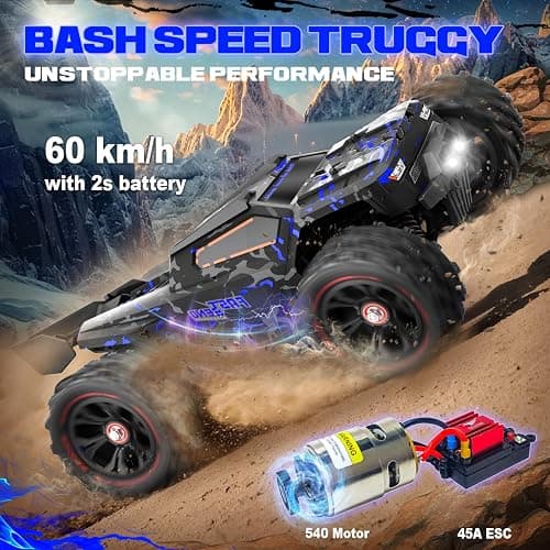 1:14 Scale RC Cars for Adults, 60KPH High Speed RC Truggy, 4X4 Off-Road Remote Control Truck, Waterproof Electric Car with 2S Battery, All Terrain RC Vehicle for Snow, Sand, Beach & Rocky Surfaces thumbnail 4