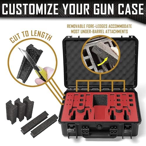 4 Pistol 12 Magazine Doro Gun Case with Custom MyCaseBuilder Foam Insert - Waterproof, Heavy Duty - Tactical Firearms, Ammunition, and Accessory Holder - 18 x 14 x 7 Inches thumbnail 3