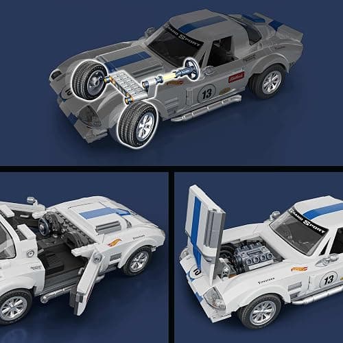 Mattel Brick Shop Hot Wheels Elite Series Building Set, Corvette Grand Sport with 918 Pieces, Realistic Details and Custom Decals, Adult Collectors and Kids Ages 10+ thumbnail 6