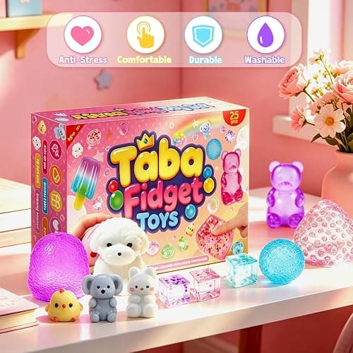 MSYTIFOG 25Pcs Taba Squishies Stress Toys Kit, Stress Relief Fidget Toys for Kids Adults, Kawaii Squishies Stress Relief Stress Cube, Squeeze Sensory Toys for Kids, Birthday Gifts Toys for Girls 8-10 thumbnail 7