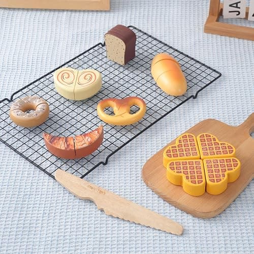 Smartwo Cibo Giocattolo Legno, Accessori Cucina Bambini, Giochi di Legno per bambini 2-3 anni montessori, Pane Tagliare, Regali di Compleanno e Natale Adatti a Bambini e Bambine thumbnail 2