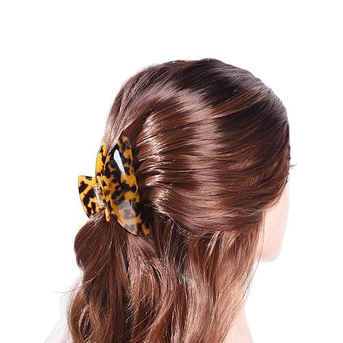 Big Claw Hair Clips for Women Girls Tortoise Hair Jaw Clips Large Hair Claw Clamps Celluloid Hair Clasp 2 Pack - Leopard claw clips + Big black hair claw thumbnail 9