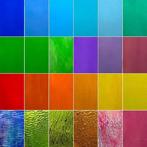 LITMIND 24 Sheets Transparent Cathedral Stained Glass Variety Pack – 4 x 6 Inch Vibrant Rainbow Art Glass for Suncatchers, Mosaics & DIY Crafts thumbnail 7