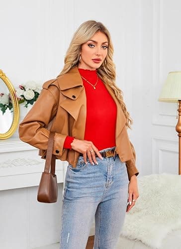 Herou 2 Pack Women Lettuce Trim Ribbed Knit Long Sleeve Top Mock Neck Basic Layer Tops Turtleneck Thermal Underwear Tops thumbnail 4