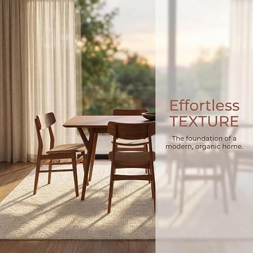 jxgzyy Non-Slip Area Rug 4'7" x 6'7" Cream Checked, Waterproof, Stainproof | checked area rug with non-slip backing. easy to clean for living room, bedroom, kitchen, dining, nursery, and office. thumbnail 4