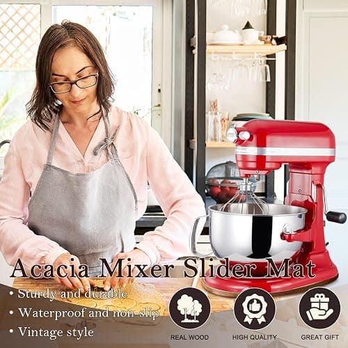 Acacia Wood Mixer Slider Mat for Kitchen Aid 5-8 Qt Tilt-Head Stand Mixer Kitchen Appliance Slider Tray Countertop Storage Attachments thumbnail 4