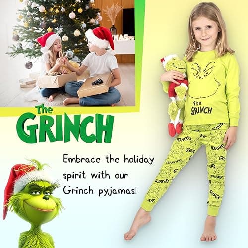 The Grinch Unisex Pyjama for Kids Long Sleeve 100% Cotton Winter Christmas Pyjama thumbnail 5