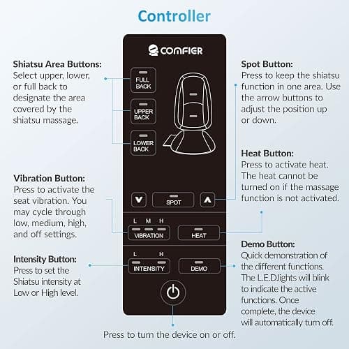 COMFIER Shiatsu Back Massager with Heat,Deep Tissue Kneading Massage Seat Cushion,Massage Chair Pad for Full Back,Body Massager for Home or Office Chair use thumbnail 7