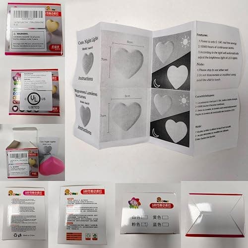 Etigood Cute Night Lights, Heart Shape Nursery Nightlight with Light Sensors, Auto Dusk to Dawn Sensor, Soft Warm White, Ideal Nightlight for Bedroom, Bathroom, Hallway, Kitchen (Pink) thumbnail 8