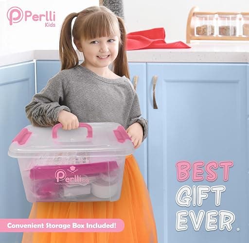 PERLLI Kids Real Cooking and Baking Supplies Gift Set with Case (Pink) | 31 Piece Montessori Junior Chef Kitchen Set with Toddler Utensils, Kids Knife Set for Fine Motor Skills for Children Ages 6+ thumbnail 7