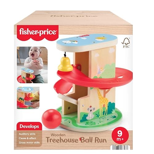 Tatum: Fisher-Price Wood Baby Toy Treehouse Ball Run, 2-Piece Wooden Activity for Developmental Play Infants & Toddlers Ages 9+ Months thumbnail 6