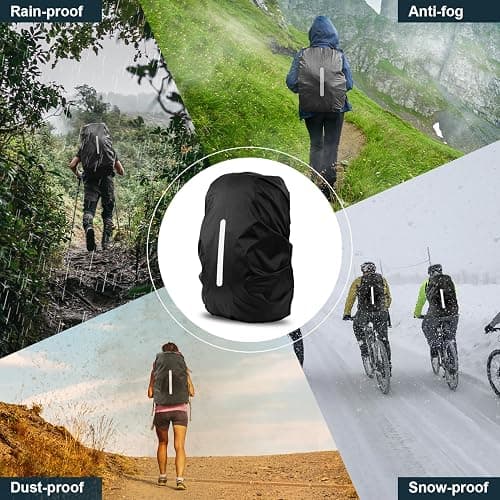 LAMA 2pcs Waterproof Rain Cover for Backpack, Reflective Rainproof Protector for Anti-dust and Anti-Theft M 30L-40L Black thumbnail 6
