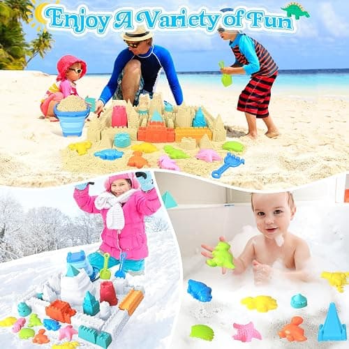 Collapsible Beach Toys for Kids Toddlers, Collapsible Sand Bucket and Shovels Set with Mesh Bag,Travel Sand Castle Building Kit, Sandbox Toys, Foldable Beach Essentials for Toddlers Kids Age 3-10 ﻿ thumbnail 6
