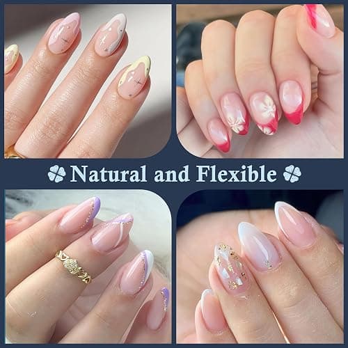Luckyfairy Short Almond Fake Nails, 360pcs Soft Gel Pre-Shaped Acrylic Nail Tips, Half Matte Full Cover Clear Gelly Press on Flase Nail Tips for Extension Nail Manicure Home DIY 12 Sizes Gelly Tips - A-ShortAlmond thumbnail 2