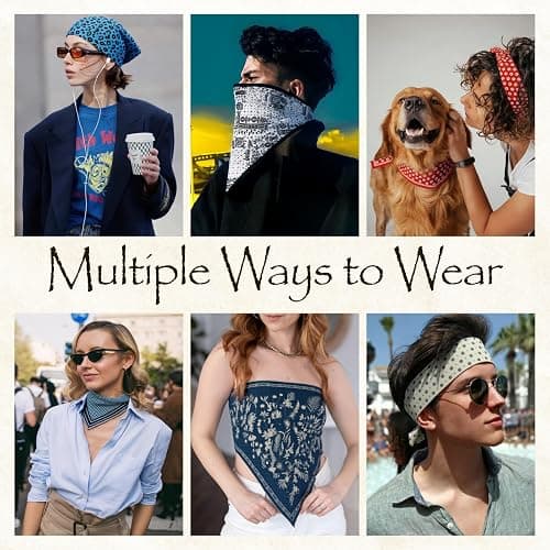 THENEXTLOVE Soft Cotton Viscose Bandana 22''x22'' for Women and Men Multi-purpose Headband Hair Scarf Handkerchief as Gifts thumbnail 5
