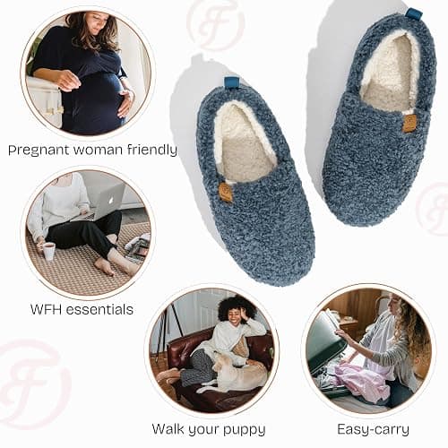 EverFoams Women’s Soft Curly Full Slippers Memory Foam Lightweight House Shoes Cozy Loafer with Polar Fleece Lining thumbnail 6