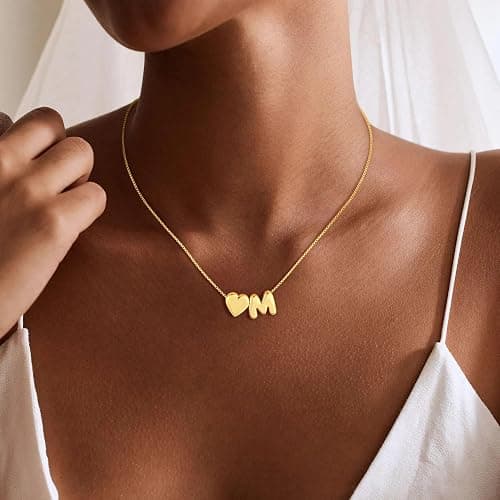 Decholly Christmas Gifts for Grandkids Teen Girls - 14K Gold Plated Dainty Heart A-Z Initial Letter Necklace Teen Girls Gift Trendy Stuff Birthday Gifts for 5 6 7 8 9 10 Year Old Girls Gifts thumbnail 4