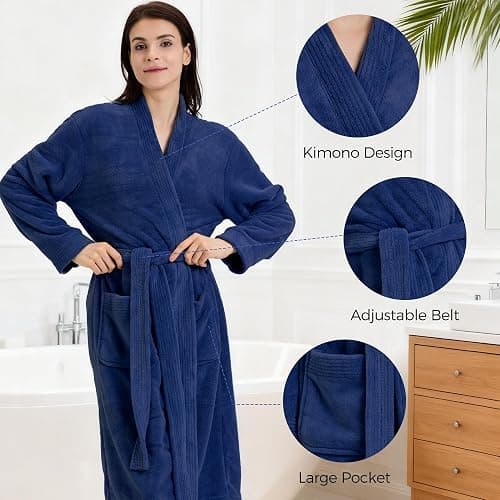 PJGGZ Towel Robe for Women – Soft Absorbent Kimono Bathrobe, Quick-Dry Spa Shower & Hotel Use thumbnail 4