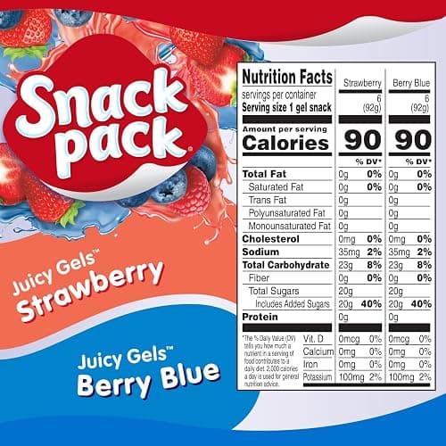 Snack Pack Strawberry and Berry Blue Flavored Juicy Gels Cups, 3.25 oz., 12-Count Family Pack thumbnail 2