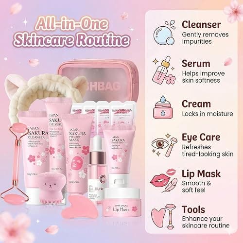 Back up if other is sold out Sakura Skin Care Set - Sakura Birthday Gifts For Teen Girls - Skin Care For Kids - 15 In 1 Skincare For Girls 10-12 Gift Set - Kids Skin Care Set For Girl Ages 8-12, All Skin Types Gua Sha thumbnail 4