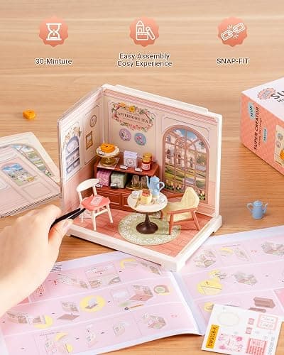 Rolife Super Creator Mini Series Tea-Break, DIY Plastic Miniature Kits Retail Store Series, Mini Model House Building Set for Teens Aged 14+, DIY Crafts/Hobbies for Adults (Honey Tea Lounge) thumbnail 7