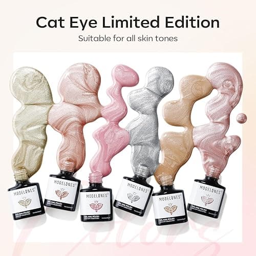 modelones Cat Eye Gel Nail Polish Set, Holographic Glitter 6 Colors with Magnet Sparkle Galaxy Series Nude Pink Gel Polish Soak Off Led Gel Polish Kit Nail Art Gel Manicure Salon DIY Gifts thumbnail 4