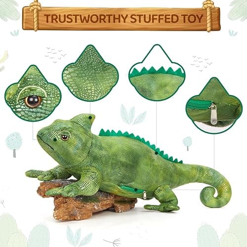 Karister Giant Lizard Stuffed Animal, 31.5 Inch Green Iguana Plush Pillow | Soft Cuddly Reptile Plush; Long Body for Hugs, Lounging & Bedtime Comfort; Birthday & Christmas Gift for Kids & Lizard Lovers thumbnail 4