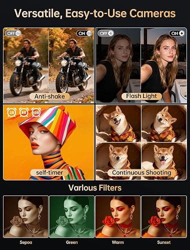 4k Digital Camera for Photography, 64MP Autofocus WiFi Vlogging Camera for YouTube with 3'' 180° Flip Screen,Travel Camera with SD Card, Point and Shoot Digital Camera 16X Zoom, UV Filter,2 Batteries thumbnail 7