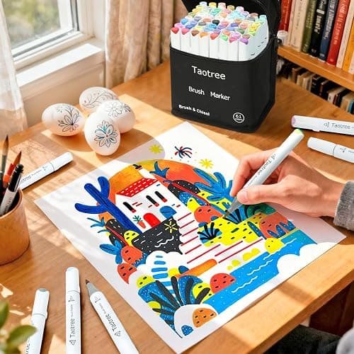Taotree Alcohol Brush Markers Art Supplies, 61 Pastel Colors Dual Tip Art Coloring Markers Pens, Brush & Fine Tip Sketch, Drawing Supplies Gift for Artist Adult Coloring Book Painting, Sketching thumbnail 2