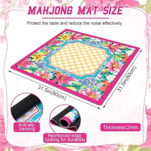 Soulchen Hot Pink American Mahjong Mat with Rules for Table, No Creases, Ships Rolled, 31.5 x 31.5 Non-Slip Noise Reduction Gaming Mat with Carrying Bag for Mahjong Poker Card Board Games Dominoes thumbnail 3