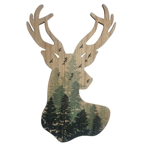 Limygus Wall Hanging Decor Deer Head Wall Art MDF, 10x16 inches, Unframed, Indoor, Home Office, Bathroom, Bedroom, Living Room, Wood, Art Deco, 0.66lbs - Image 1