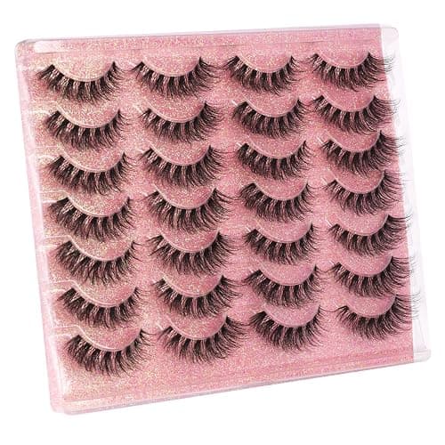 False Lashes Clear Band Faux Mink Lashes Wispy Eyelashes Cat Eye 16mm Natural D-Curl Lashes Cat Eye Strip Eyelashes Pack by Kiromiro, 14 Pairs thumbnail 7